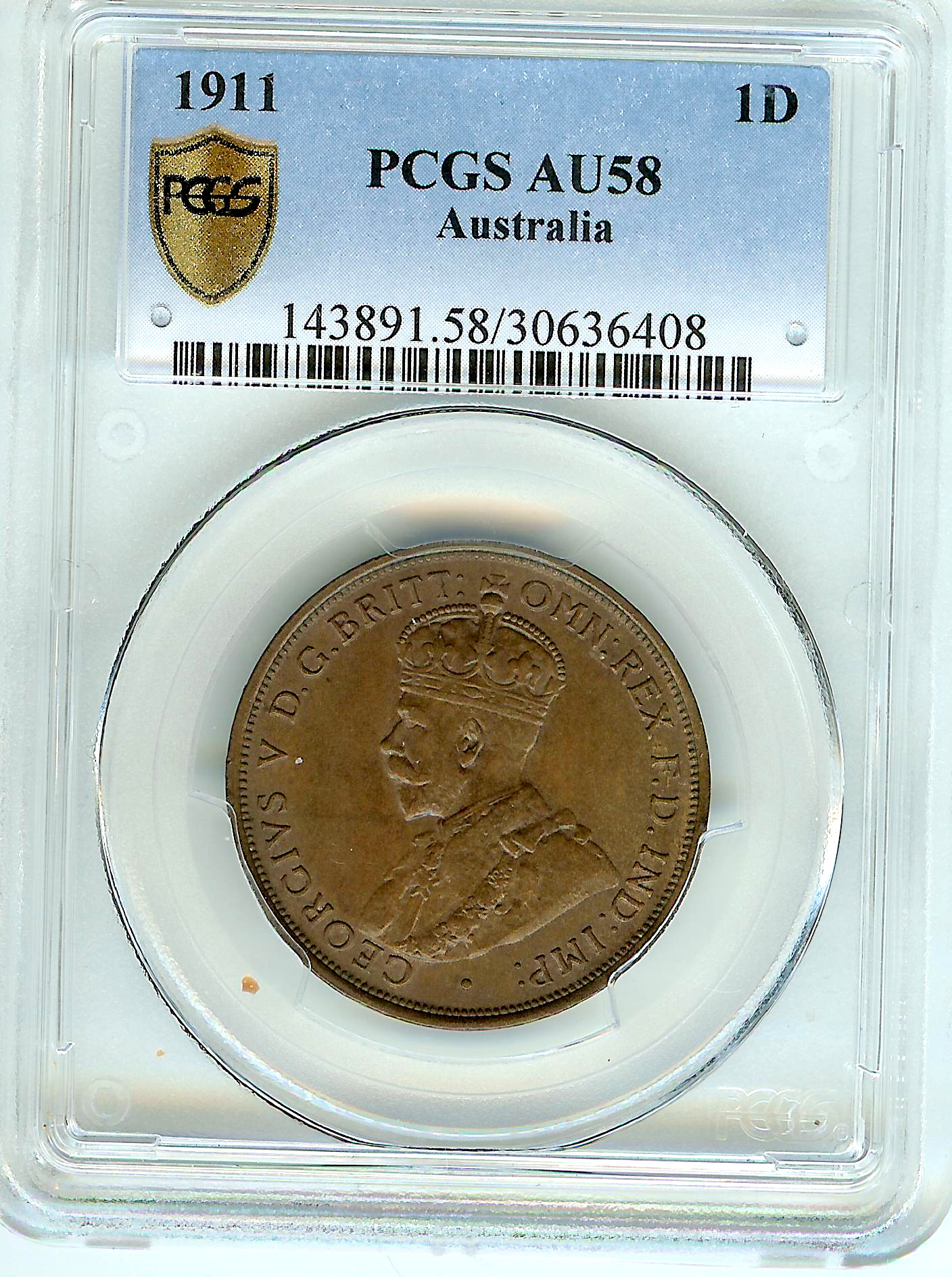 Australian Penny 1911 PCGS AU58